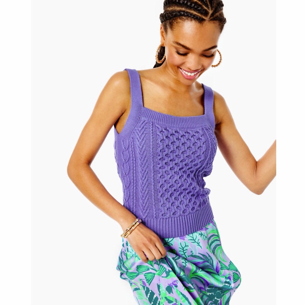 NWT Lilly Pulitzer Evanie Sweater Tank Mystical Purple, size M